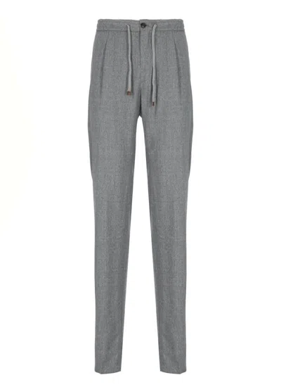 Incotex Drawstring Waist Straight Cut Trousers In Gray