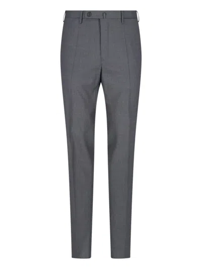 Incotex High-waisted Virgin Wool Chino Pants In Grey