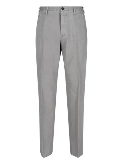 Incotex High-waisted Grey Chino Pants With Straight Leg Design