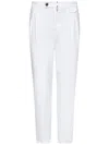 Incotex Tapered Leg Trousers In White Stretch Cotton In White
