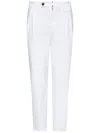 Incotex Tapered Leg Trousers In White Stretch Cotton In White