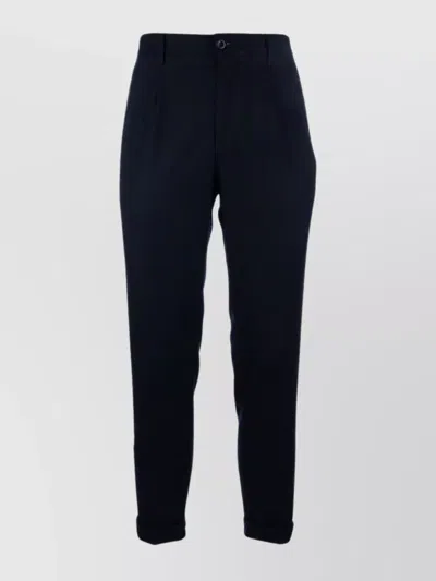 Incotex Trousers With Back Pockets And Cuffed Hem In Blue