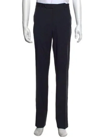 Pre-owned Incotex Tweed Pattern Dress Pants In Blue