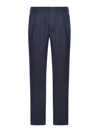 Incotex Twill Chino Pants In Blue