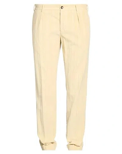 Incotex Verve Man Pants Pastel Yellow Size 38 Cotton, Elastane In Neutral