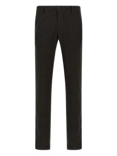 Incotex Vichy-patterned Trousers In Brown