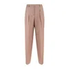 Incotex Wide Fit Pants In Powder Wool Canvas In Pink