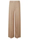 Incotex Wide-leg Trouser With High Waist In Natural Linen In Brown