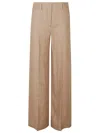 Incotex Wide-leg Trouser With High Waist In Natural Linen In Brown
