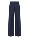 Incotex Wide-leg Virgin Wool Trousers With Mid-rise Waist And Tailored Finish In Blue