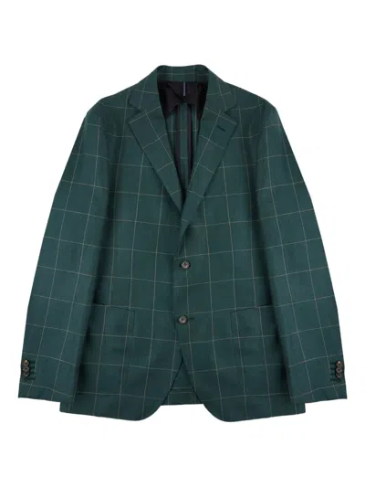 Incotex Window-pane Blazer In Green