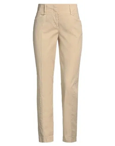 INCOTEX INCOTEX WOMAN PANTS BEIGE SIZE 2 COTTON, ELASTIC FIBRES