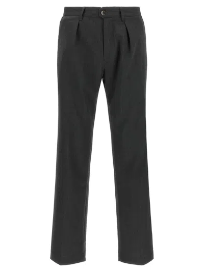 Incotex Wool Blend With Adjustable Tabs Trousers In Black