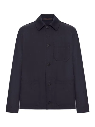 Incotex Wool Overshirt In Black