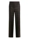 Incotex Checkered Straight Leg Trousers And Pockets In Brown