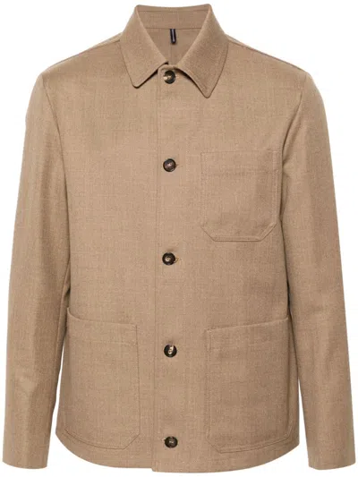 Incotex Wool Shirt-jacket In Neutrals