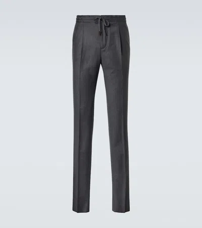 Incotex Wool Tapered Pants In Grey