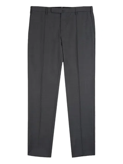 Incotex Wool Tapered Trousers In Black