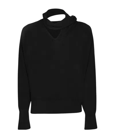 Incotex Zanone Cut-out Neck Tie Jumper In Black
