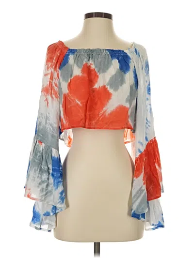 Pre-owned Indah 3/4 Sleeve Blouse In Orange