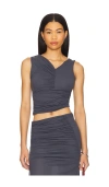 Indah Ari Solid V Neck Top In Storm
