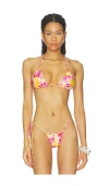 Indah Bongo Tiny Triangle Halter Bikini Top In Multi