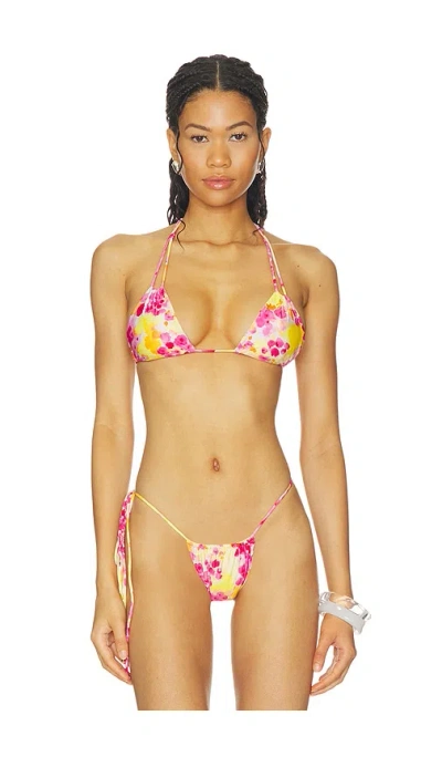 Indah Bongo Tiny Triangle Halter Bikini Top In Multi