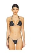 Indah Bongo Triangle Halter Bikini Top In Domino