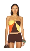 Indah Daniella Ring Halter Top In 螺旋印花