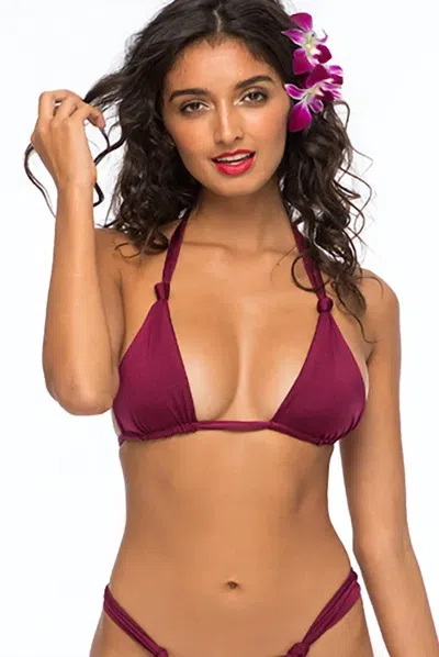 Indah Falco Solid Knot Bikini Top In Bordeaux In Burgundy