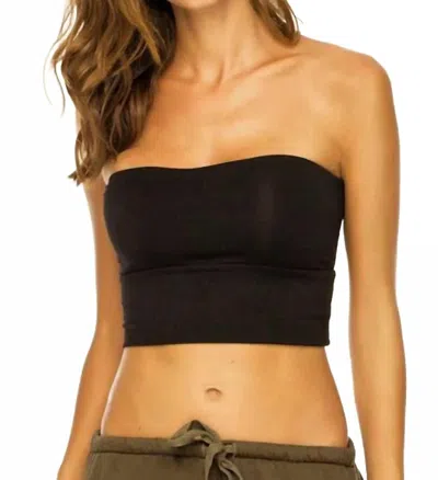 Indah Ghee Strapless Crop Top In Black