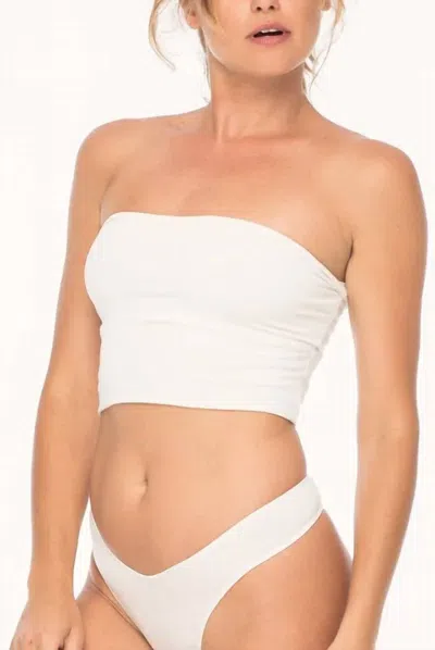 Indah Ghee Strapless Crop Top In White In Multi