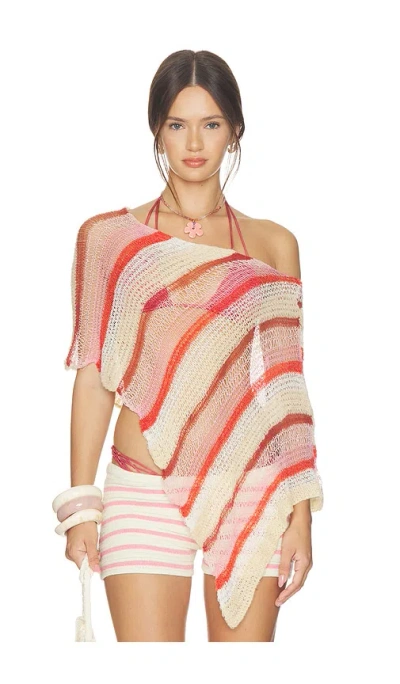 Indah Gia Stripe Handknit Shawl In Multi