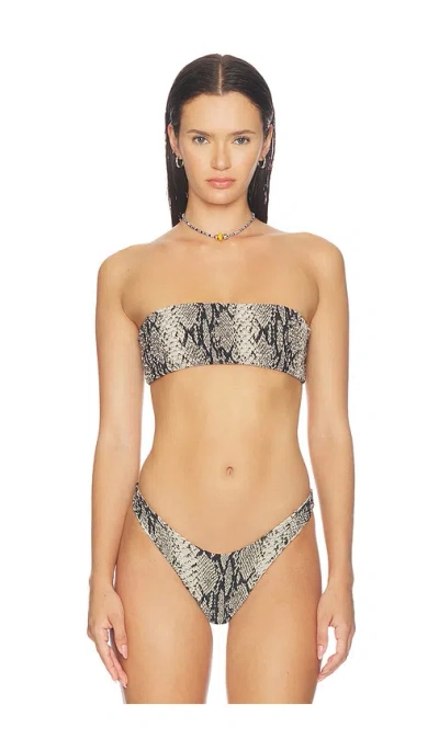 Indah Hall Printed Bandeau Bikini Top In Gray