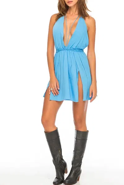 Indah Harlem Triangle Mini Dress In Sky In Blue