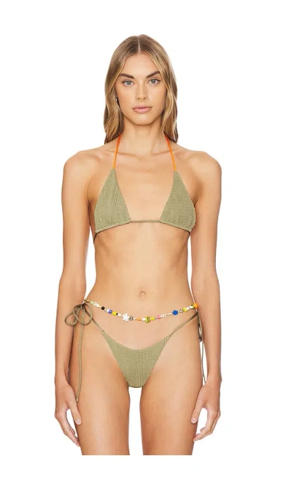 Indah Jada Triangle Ties Top In Olive