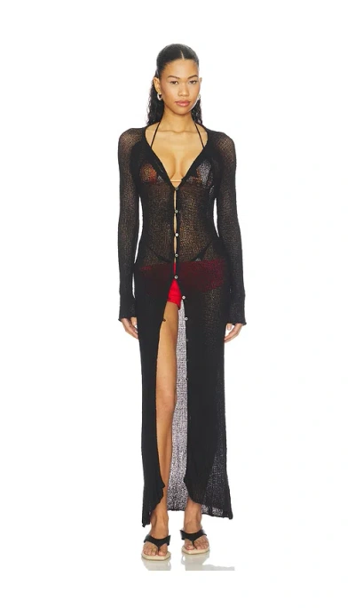 Indah Jolene Button Front Duster In Black