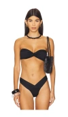 Indah Lara Solid Twist Front Sliding Sides Bikini Top In Black