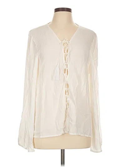 Pre-owned Indah Long Sleeve Blouse In Ivory