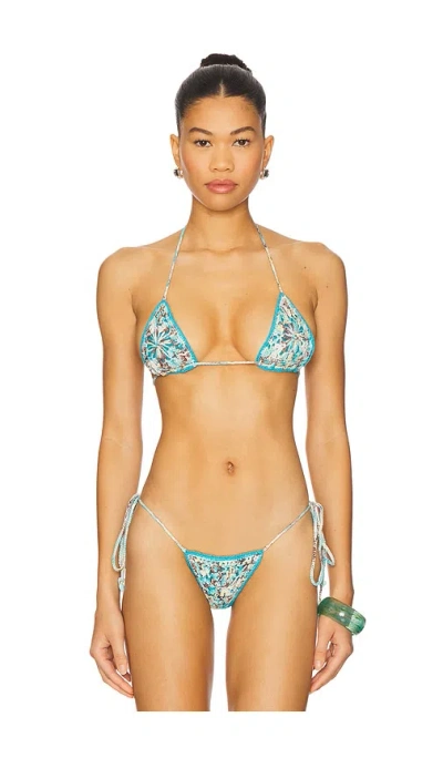 Indah Lotus Hand Painted Floral Triangle Bikini Top