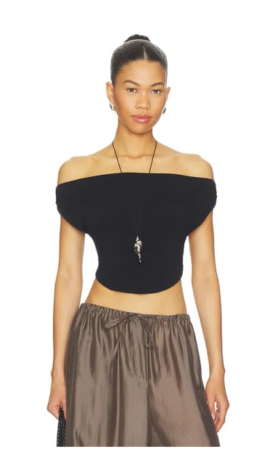 Indah Maha Solid Cowl Neck Vest Top In Black