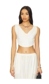 Indah Maha Solid Cowl Neck Vest Top In Ivory
