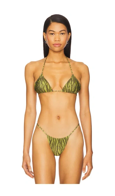 Indah Mary Printed Triangle Bikini Top In Ganja