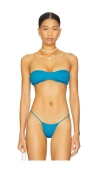 Indah Meeyah Solid Smocked Bandeau Bikini Top