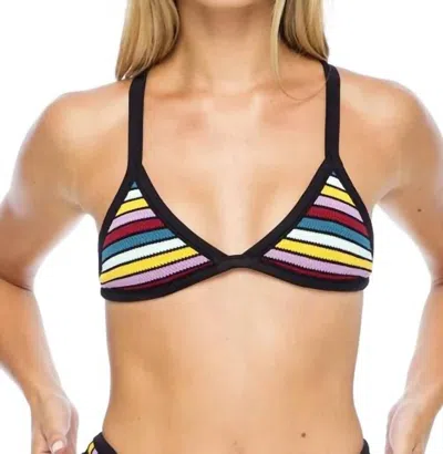 Indah Ringlo Knit Triangle Bikini Top In Rio Stripe In Multi