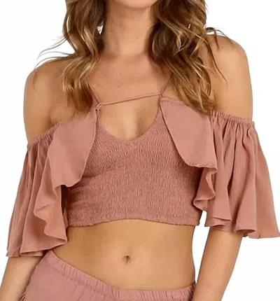 Indah Roxy Flounce Top In Dusty Rose In Pink