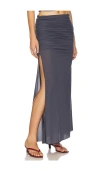 Indah Sina Solid Gathered Band Maxi Skirt In Storm