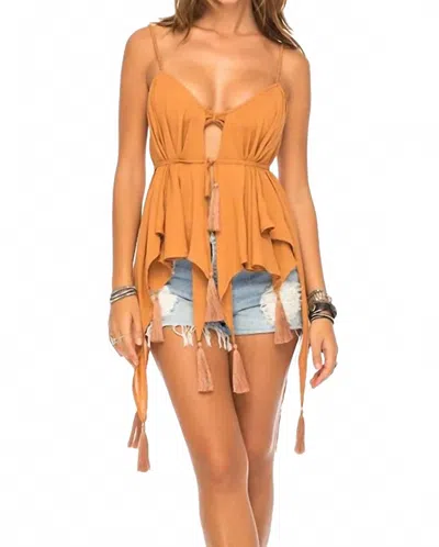 Indah Stevie Butterfly Scarf Top In Clay In Gray