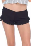 Indah Thyme Ruffle Shorts In Solid Black In Black