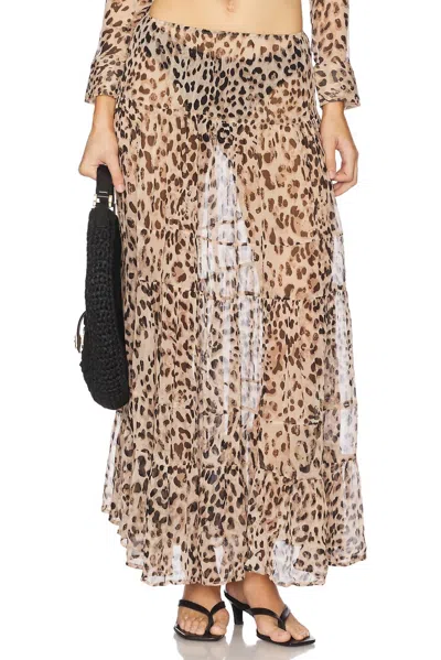Indah Willow Maxi Skirt In Leopard In Multi